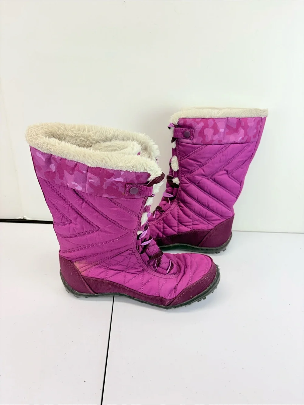 Columbia Purple Faux Fur Lined Waterproof Winter Snow Boots Girls 4